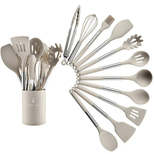 12-Piece Silicone Kitchen Utensil Set Durable, Heat-Resistant & Stylish