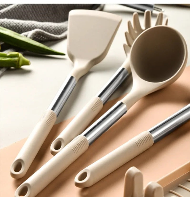 12-Piece Silicone Kitchen Utensil Set Durable, Heat-Resistant & Stylish